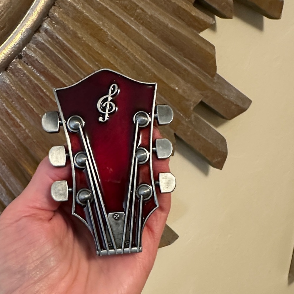 Red Guitar Headstock belt buckle